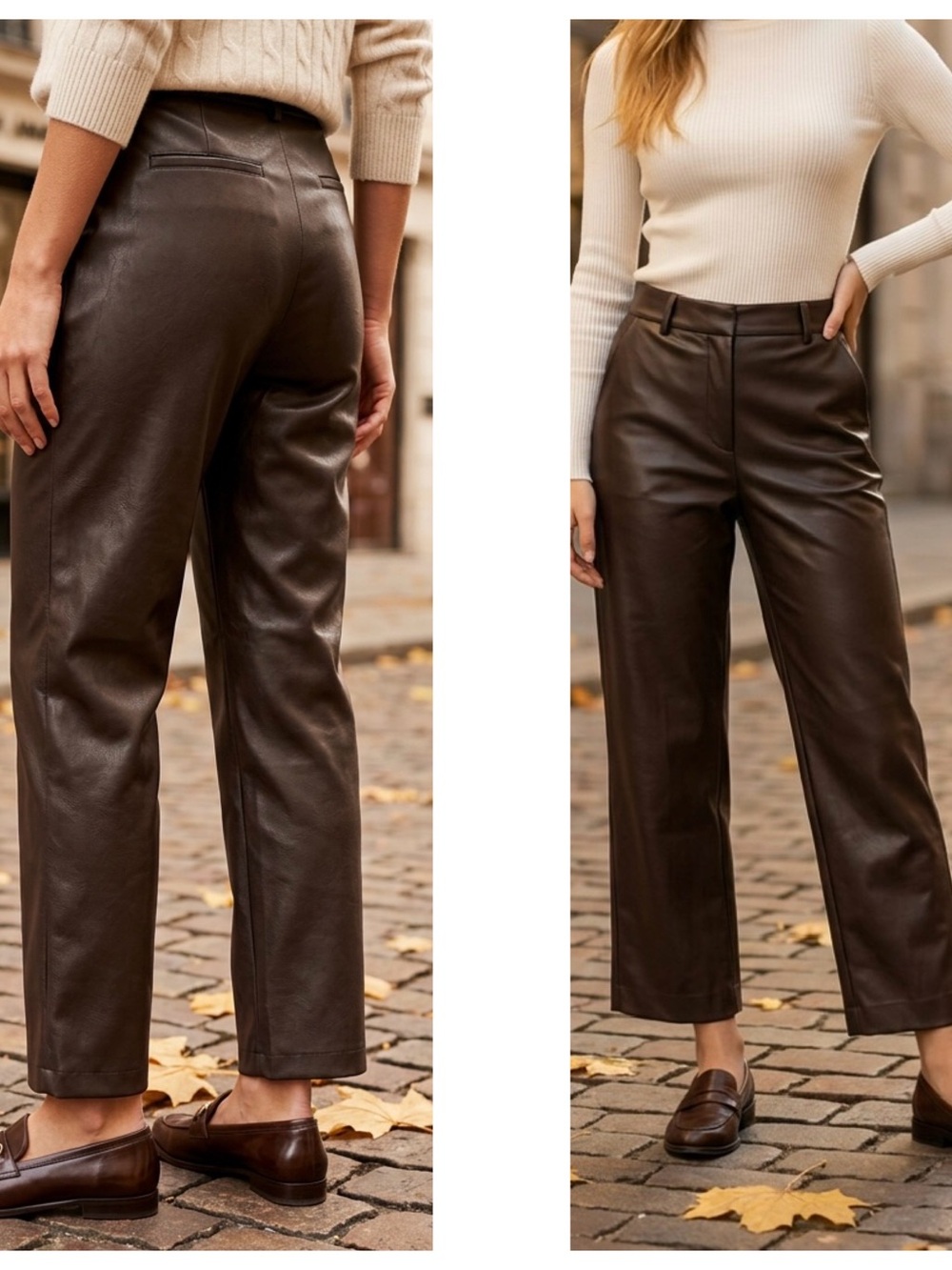Old Navy Women’s Sz 8 Pixie Straight high rise Dark Brown Faux Leather Trouser